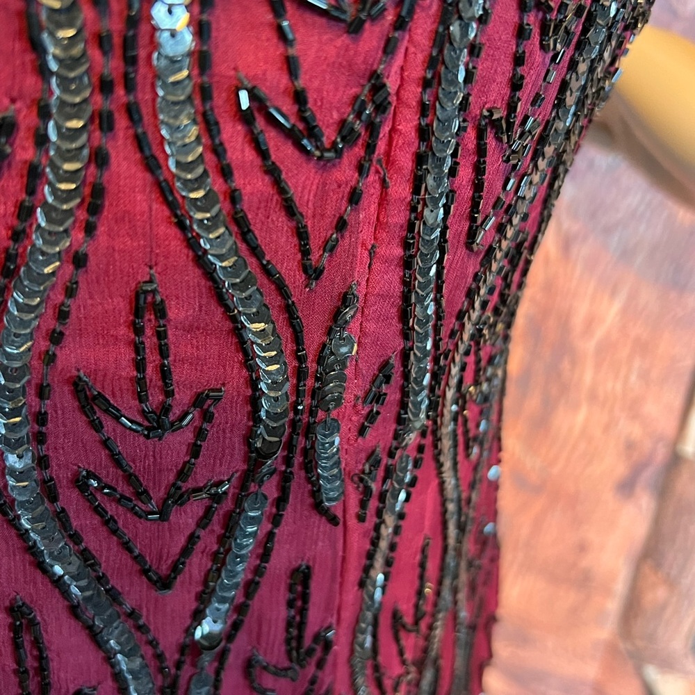 Stenay Vintage 100% Silk Beaded Sequined Maxi Dress S - Gem